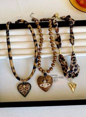 腰果花缠绕珍珠丝巾系脖项链女艺术生独特漂亮挂脖配饰长款毛衣链