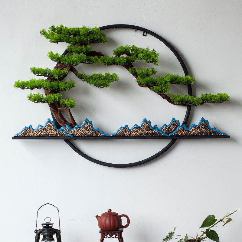 新中式装饰画客l厅玄关茶室背景墙装饰品铁艺迎客松壁饰,淘宝优惠券,粉丝福利购,淘宝优惠卷