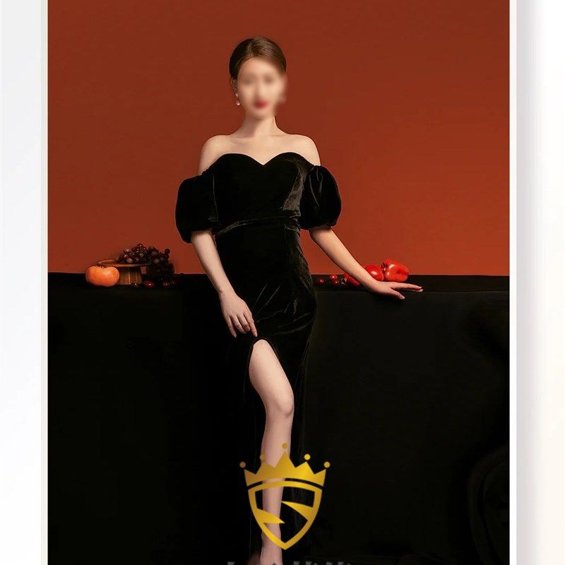 影楼孕妇照服装黑色超显瘦露肩艺术照影楼拍照摄影连衣裙丝绒礼服,淘宝优惠券,粉丝福利购,淘宝优惠卷