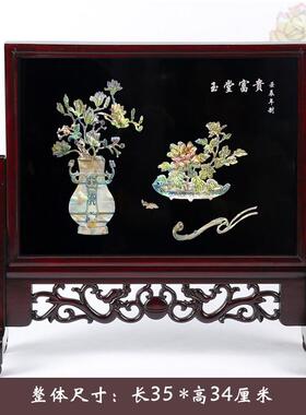漆器平特色旅游工艺商务s台螺钿摆件扬州插屏扬州礼外事屏磨屏风
