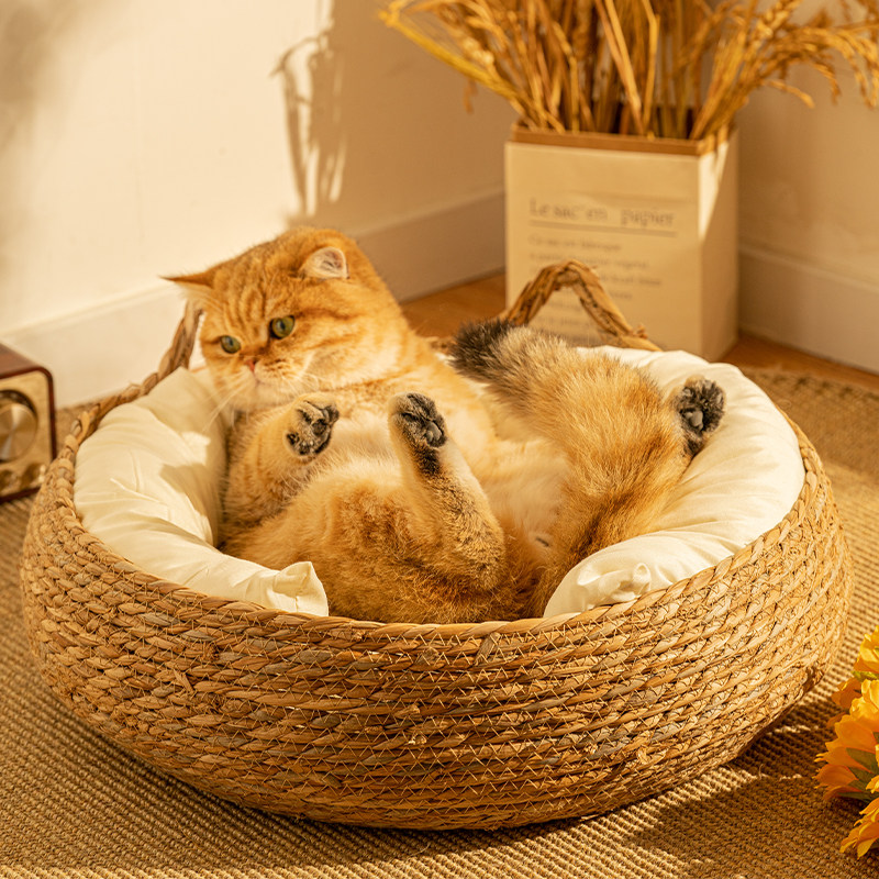 藤编猫窝四季通用猫垫子睡觉用夏天编织猫抓板一体可拆洗猫咪用品,淘宝优惠券,粉丝福利购,淘宝优惠卷