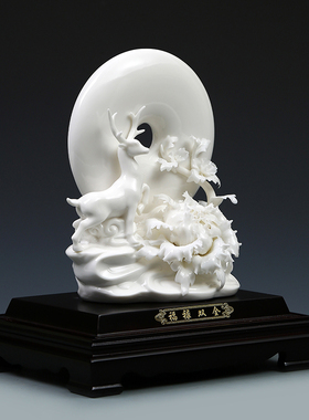 陶瓷花摆件福禄双全家居装饰品