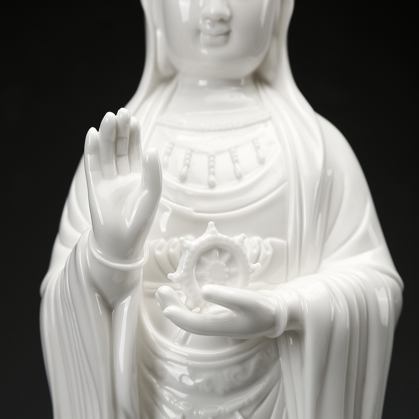 黼山堂普陀山南海观音菩萨佛像家用供奉佛堂观世音菩萨陶瓷摆件 - 图2