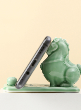 陶瓷唐马手机支架中式小摆件