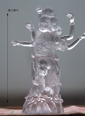 三头六臂哪吒琉璃莲花童子佛像摆件居家客厅摆放供奉用品