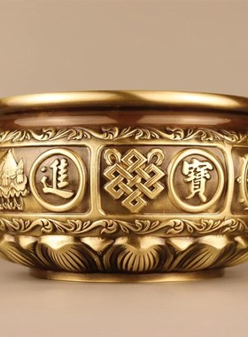 纯铜聚宝盆加厚实心八宝盆招财聚财中式居家客厅店铺柜台摆件