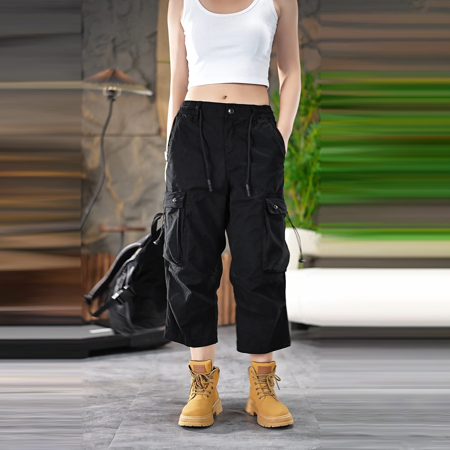 美式复古工装裤男2025新款宽松直筒八分裤多口袋潮牌户外穿搭裤子,淘宝优惠券,粉丝福利购,淘宝优惠卷