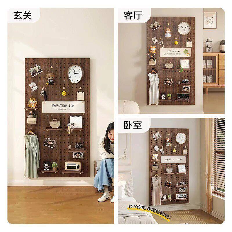 Children's room hole board solid wood storage rack toy storage wall home wall partition display rack busy board