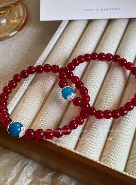 因缺斯汀红玛瑙磷灰石手链显白新中式叠戴气质小众女