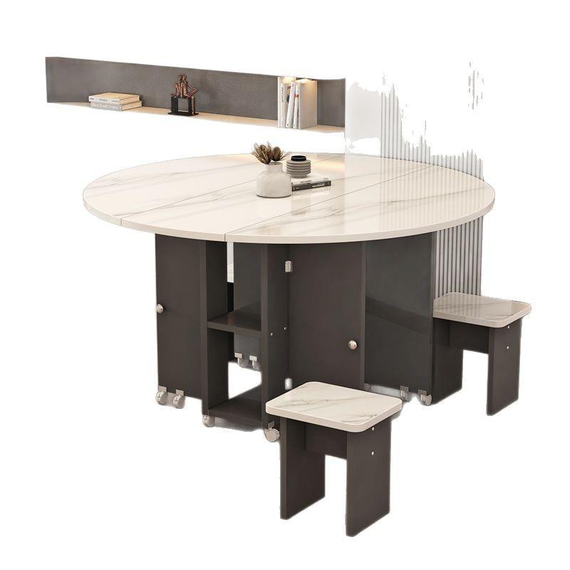 折叠餐桌可移动伸缩长方形简易小户型多功能桌椅组合家用吃饭桌子 - 图3