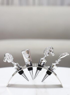 创意马头红酒瓶塞摆件组合套装家居客厅酒柜样板间圣诞瓶塞装饰品