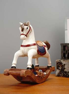 跨境圣诞木马树脂工艺品圣诞树装饰家居房间卧室欧式仿真动物摆件