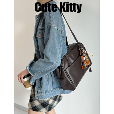 【美拉德合集】Cute Kitty学生单肩包包女复古腋下包大容量托特包