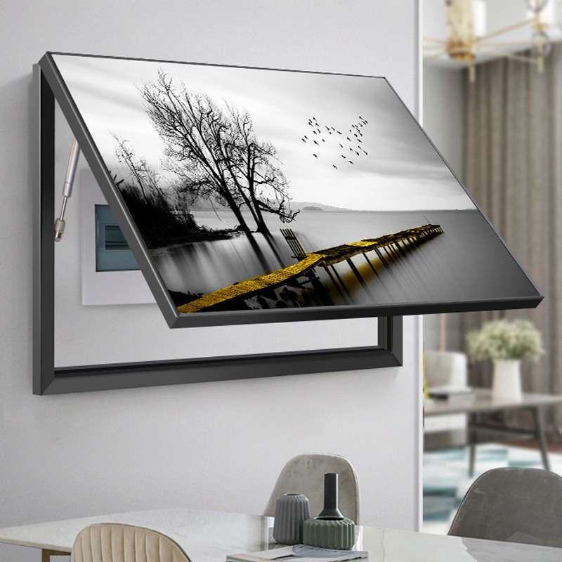 轻奢电表箱装饰画可推拉餐厅遮挡配电空开箱电闸盒强电源开关挂画 - 图2