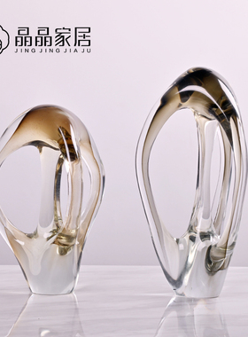 现代简约抽象镂空几n何摆件样板间玄关客厅电视柜桌面家居饰品摆