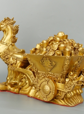 铜马拉元宝摆件马上发财十二生肖马招财开运家居办公室客厅装饰品