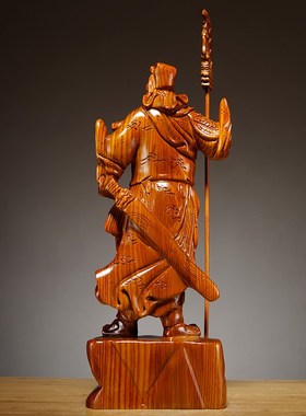 花梨木雕关公财神爷摆件家居公司落地装饰红木工艺品店铺开业送礼