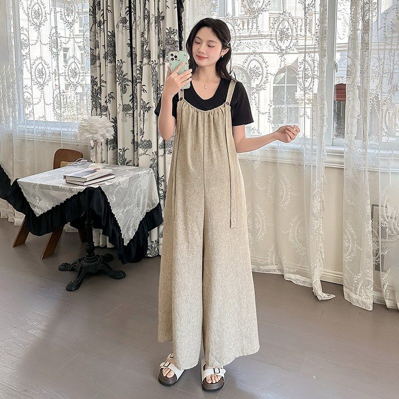 孕妇装夏套装2025新款大码扎染阔腿背带裤冰丝上衣孕妈高级感穿搭,淘宝优惠券,粉丝福利购,淘宝优惠卷