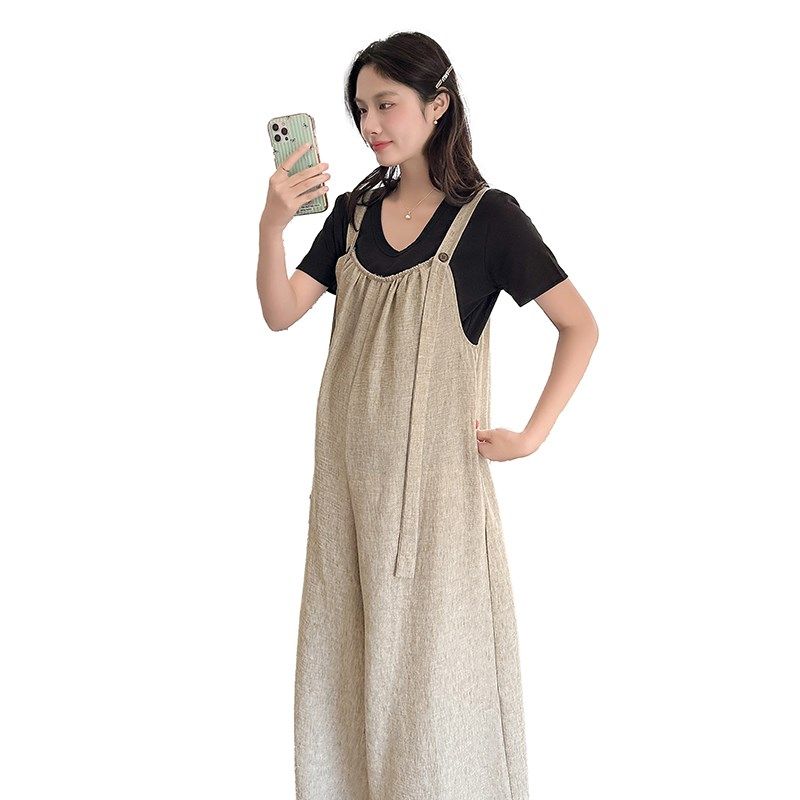 孕妇装夏套装2025新款大码扎染阔腿背带裤冰丝上衣孕妈高级感穿搭,淘宝优惠券,粉丝福利购,淘宝优惠卷