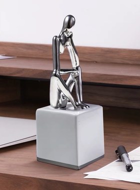 思考者创意抽象人物摆件陶瓷电镀办公室桌面客厅家居装饰品禅意
