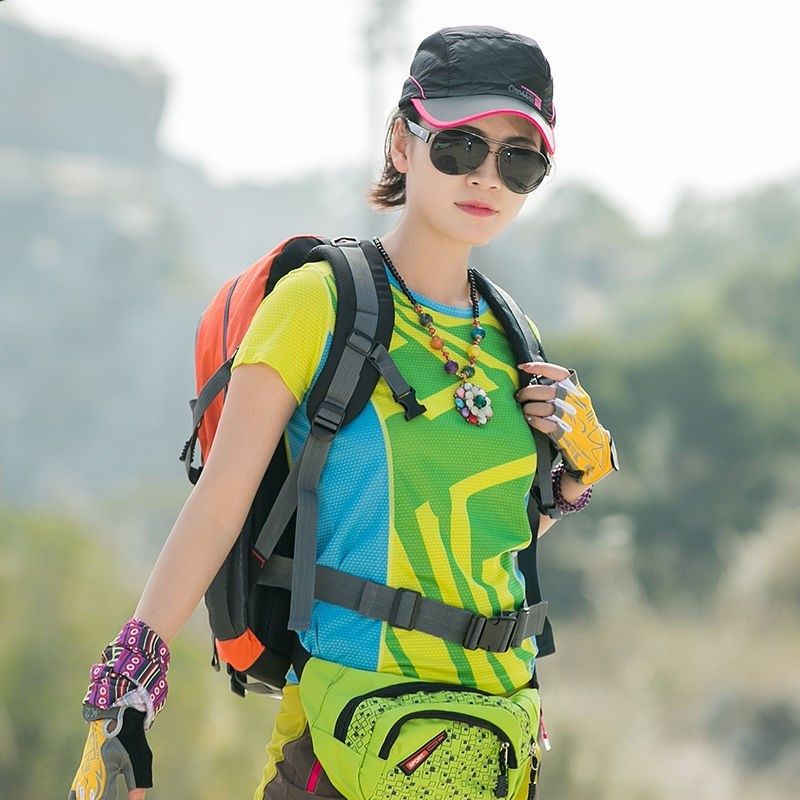 户外短袖速干衣女T恤女圆领修身显瘦拼色吸汗透气快干衣汗衫夏季,淘宝优惠券,粉丝福利购,淘宝优惠卷