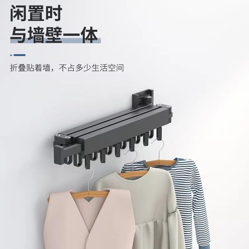 阳台折叠晾衣架壁挂式隐形窗台窗外室内简易晒衣架户外伸缩晾衣杆 - 图0