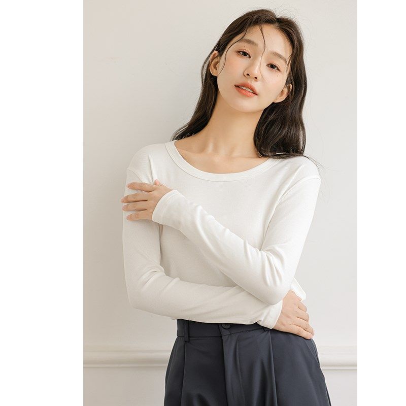 u领长袖t恤秋冬内搭修身打底衫女圆领低领内搭针织白色上衣肌底衣,淘宝优惠券,粉丝福利购,淘宝优惠卷