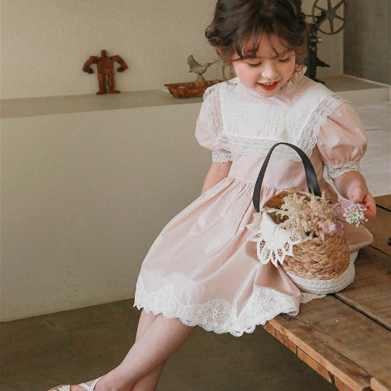 2024夏季新款韩国童装草莓珊女孩宝3456岁粉色公主气质碎花连衣裙,淘宝优惠券,粉丝福利购,淘宝优惠卷