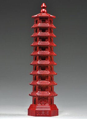 红色九层文昌塔实木质雕刻层文昌塔红木家居玄关饰工艺品