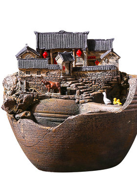 复古建筑创意客厅饰品博古架茶几微景观文竹家居装饰