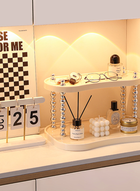 奶油风玄关置物架入户门鞋柜钥匙收纳摆件桌面首饰托盘小众高级感