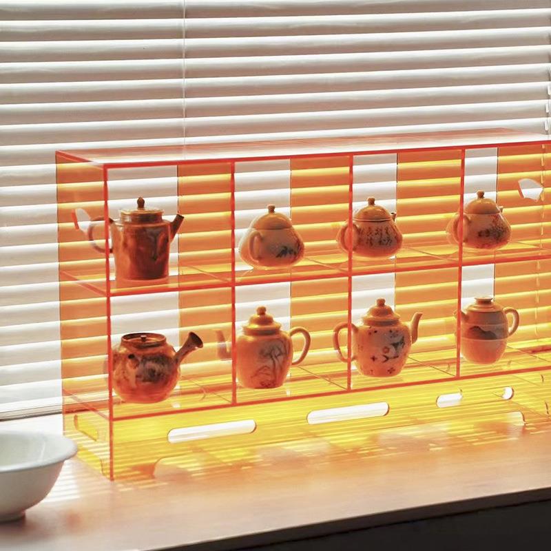 立木堂有色亚克力多宝阁展示架博古架茶棚茶壶新中式茶器收纳架 - 图0