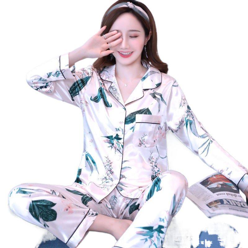 睡衣女春秋季冰丝长袖韩版两件套装可外穿性感春夏加大加肥家居服,淘宝优惠券,粉丝福利购,淘宝优惠卷