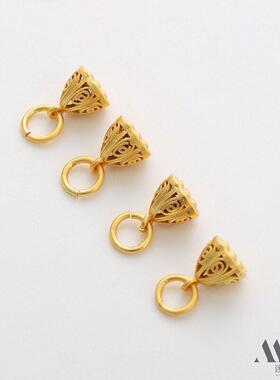 K包金保色哑金镂空莲蓬头莲子吊坠diy手工挂件吊饰手链项链配件