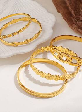 工厂直销欧美风金属不锈钢手环卡扣光面钛钢不掉色手镯饰品