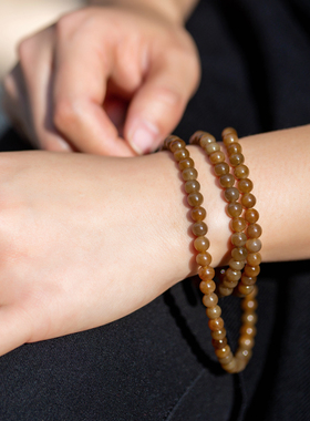 新疆6mm和田玉籽料糖玉多宝108颗手E链秀气素串新年礼物送女友p15