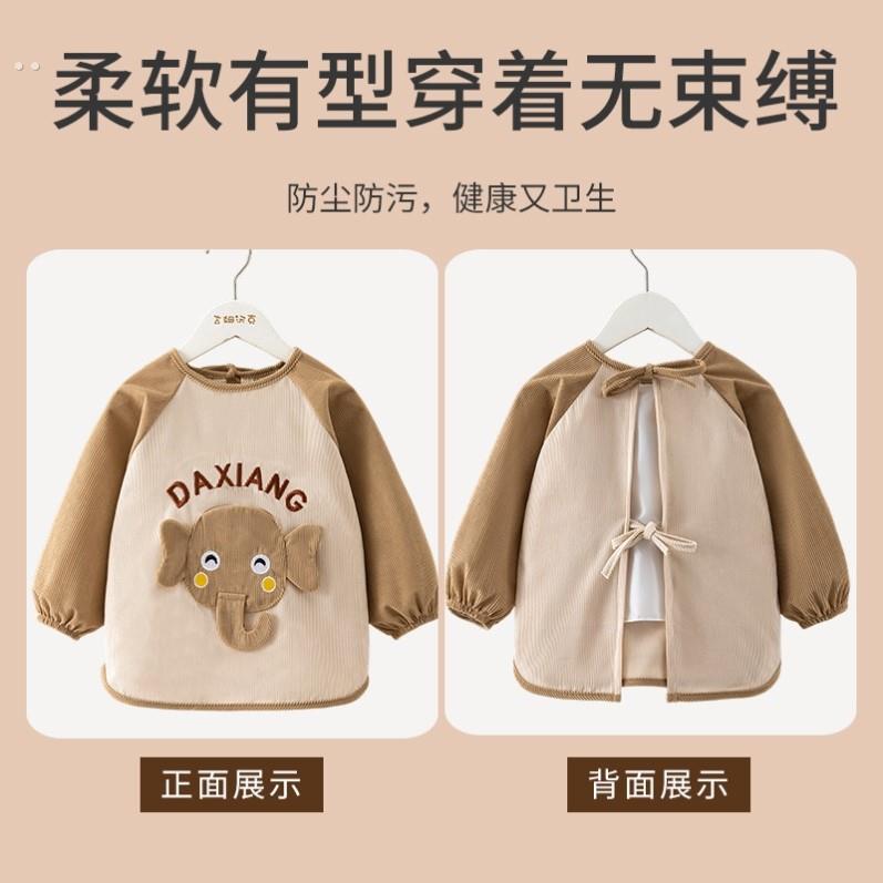 Children's smock, corduroy, warm and anti-wearing, baby autumn and winter, anti-dirty and waterproof rice bib for male and female babies.