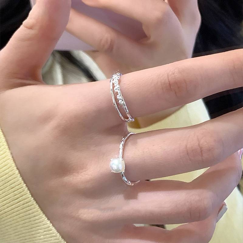 Shijia mini pearl beaded elastic cord ring fresh water ring small sugar cube ring that does not pick up the hand circumference