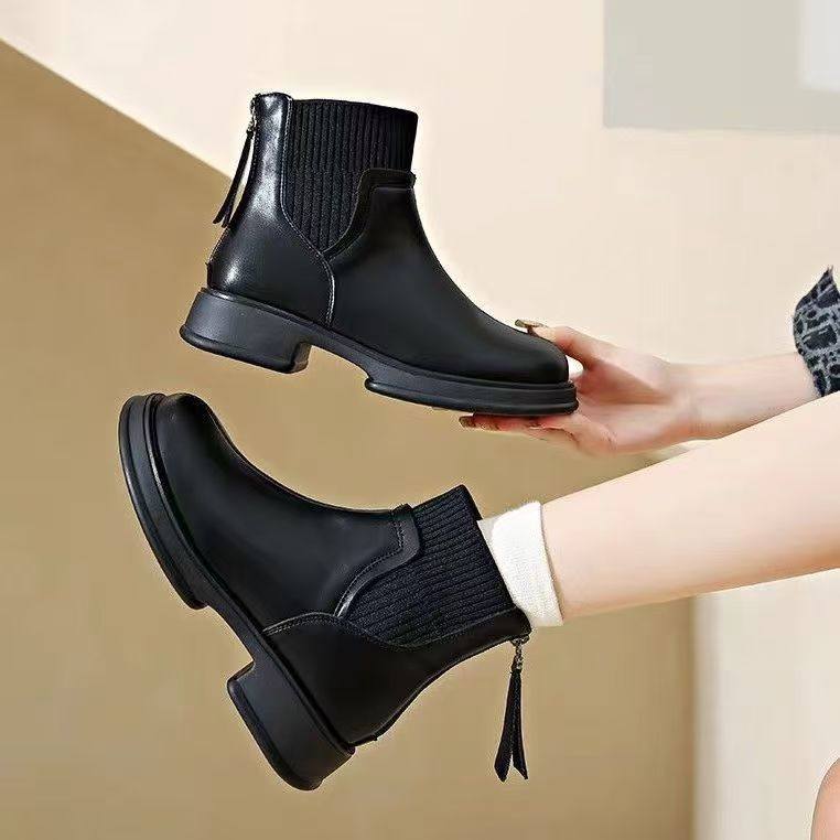优妮蒂UNIITY袜靴女2025秋冬新款英伦裸靴后拉链短靴瘦瘦靴马丁靴,淘宝优惠券,粉丝福利购,淘宝优惠卷