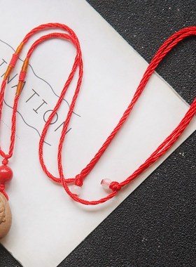 桃木生肖红绳项链鼠牛虎兔龙蛇马羊猴鸡狗猪吊坠婴儿童护身符挂脖