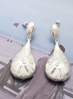 复古褶皱贝壳赶海叠戴天然淡水珍珠项链手工编织吊坠锁骨链耳环