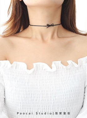 极简风蝴蝶结项圈chic项链女简约百搭学生脖子饰品颈带锁骨链手作