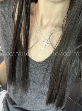 YOLO ACC 日常戴的最多的一条 简约bm十字架镶满钻小众百搭项链