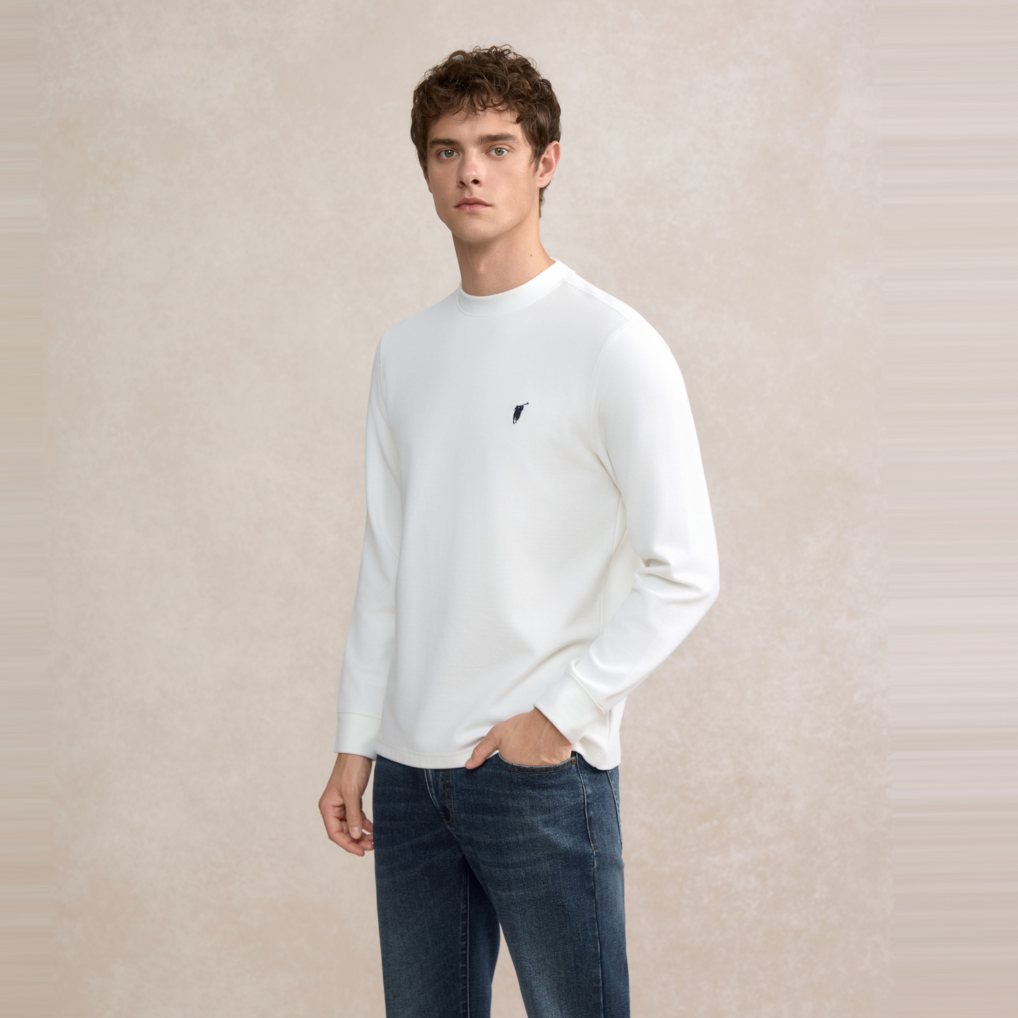 【POLOWALK】圆领直筒纯色长袖打底衫