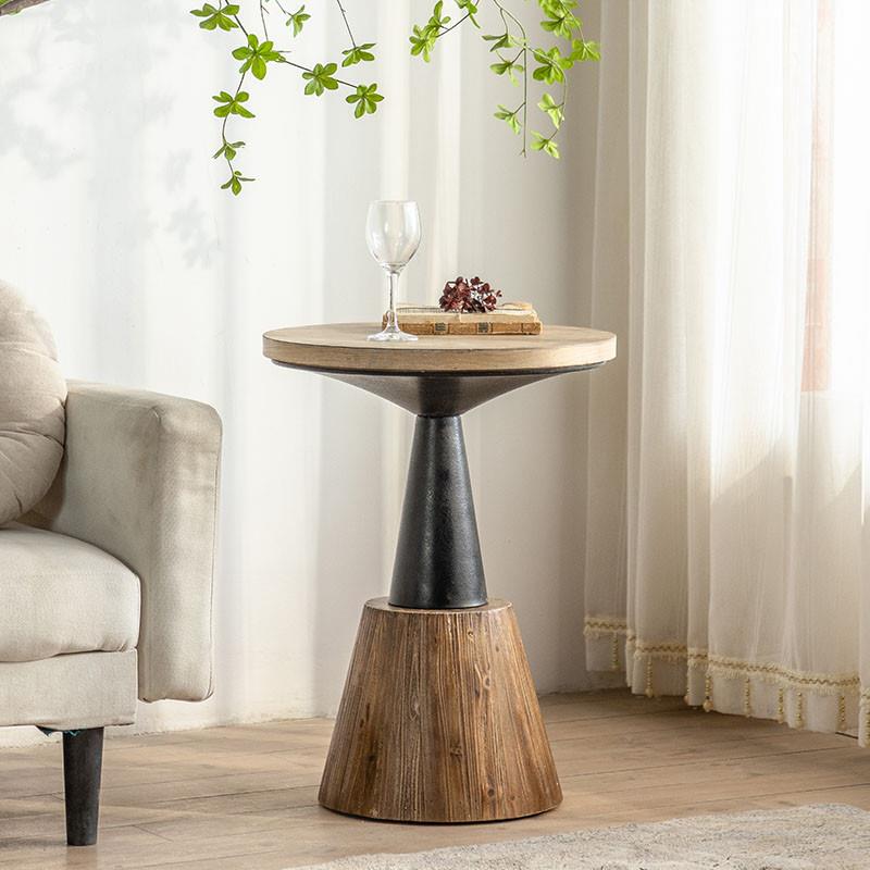 现货侘寂风民宿阳台客厅卧室茶几小桌子复古做旧沙发边几家用木咖 - 图1