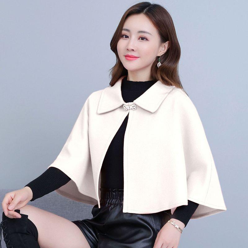 斗篷小外套女2023新款披肩外搭短款秋冬开衫搭配旗袍毛呢披风坎肩 - 图2