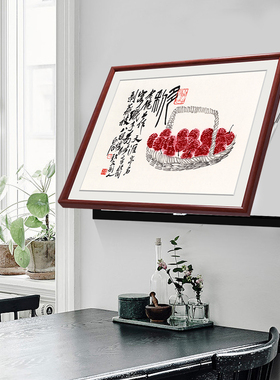现代中式电表箱配电箱装饰画客厅餐厅挂画电闸R盒遮挡墙壁画实木