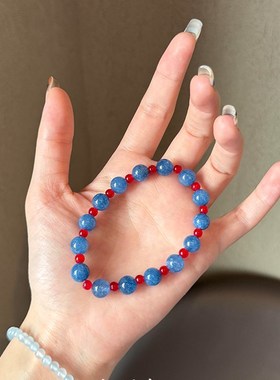 绿色Ni江夏中国风红蓝对比蓝玉心手链,新的中国风,可访问的豪华,