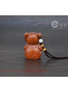 花梨木雕刻可爱元猪木手把件实木挂件木雕动物文玩原木器木雕