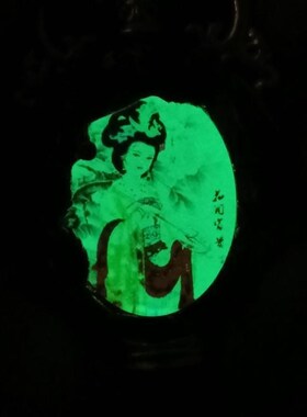 仿古藏族夜光鼻烟壶古典特色手工艺品铜双面V内画烟具带勺